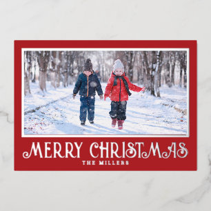 Foil Christmas Photo Card for Holidays in Red