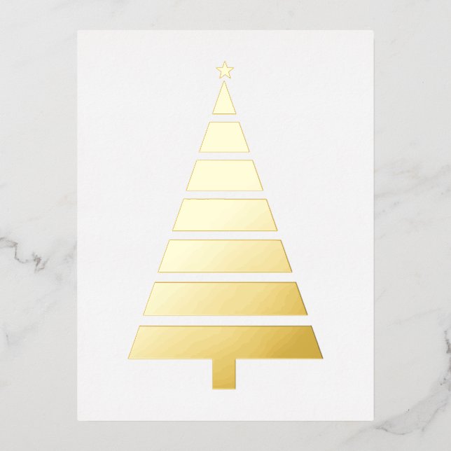 Foil Christmas Tree, Simple Design Foil Holiday Postcard (Front)