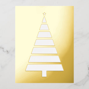 Foil Christmas Tree, Simple Design Holiday Postcard