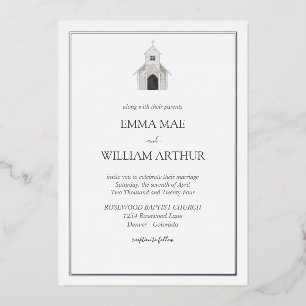 Foil Classic Church Wedding Invitation