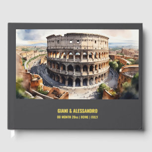 Foil Colosseum watercolor destination wedding Rome Guest Book