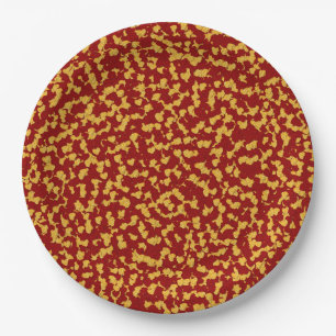 Foil Confetti Hearts, Red-Gold-PAPER PLATES