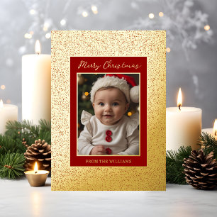 Foil Custom Baby First Christmas Card Holiday Luxe