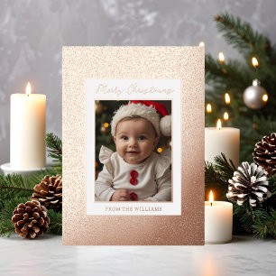 Foil Custom Baby First Christmas Card Holiday Luxe