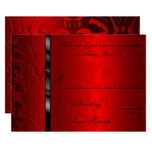 Foil Damask Red  Reply Card