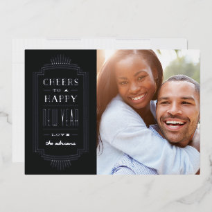 Foil Deco New Year's Holiday Card - Slate