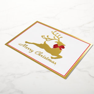 Foil deer with red bow custom Christmas