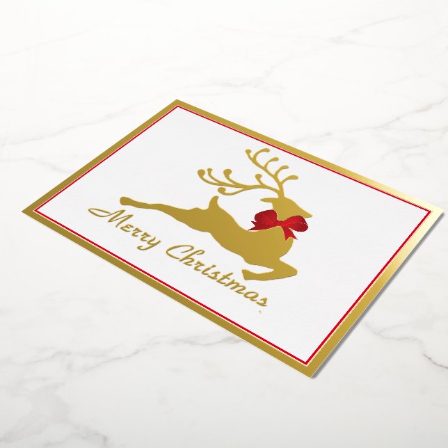 Foil deer with red bow custom Christmas (Rotated)
