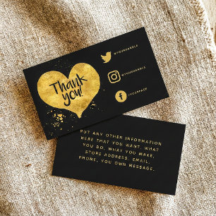 Foil effect heart Social Links Card for orders.