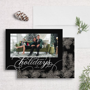 Foil Elegant Flourish Formal Script Holiday Photo