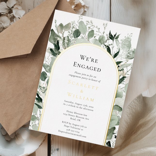 FOIL Eucalyptus Gold Sage Simple We're Engaged (Creator Uploaded)