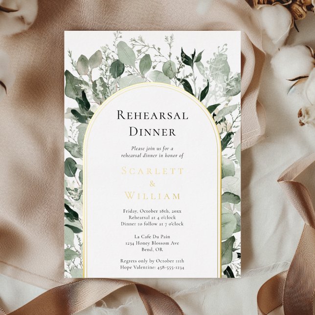 FOIL Eucalyptus Gold Sage Wedding Rehearsal Dinner (Creator Uploaded)