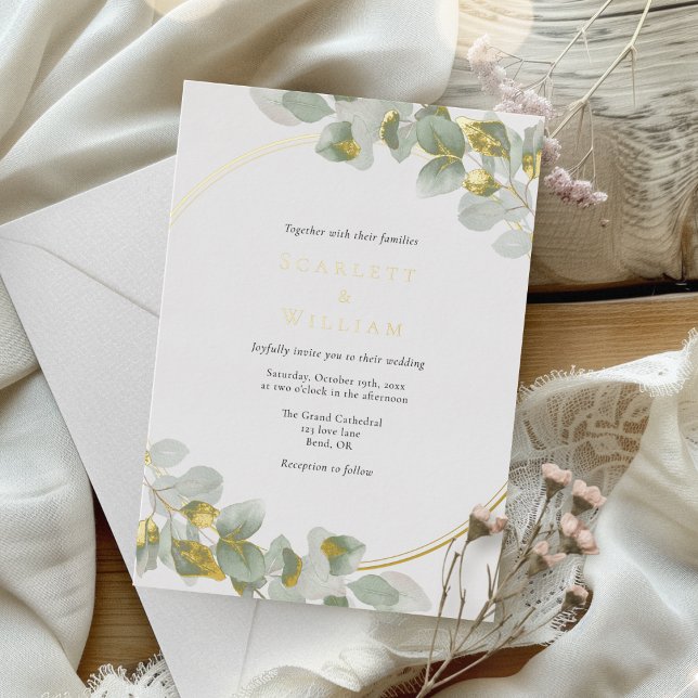 FOIL Eucalyptus Greenery Gold Sage Modern Wedding (Creator Uploaded)