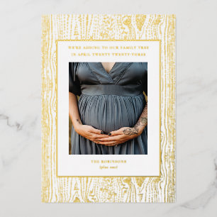 Foil Family Tree Pregnany Announcement Photo Card