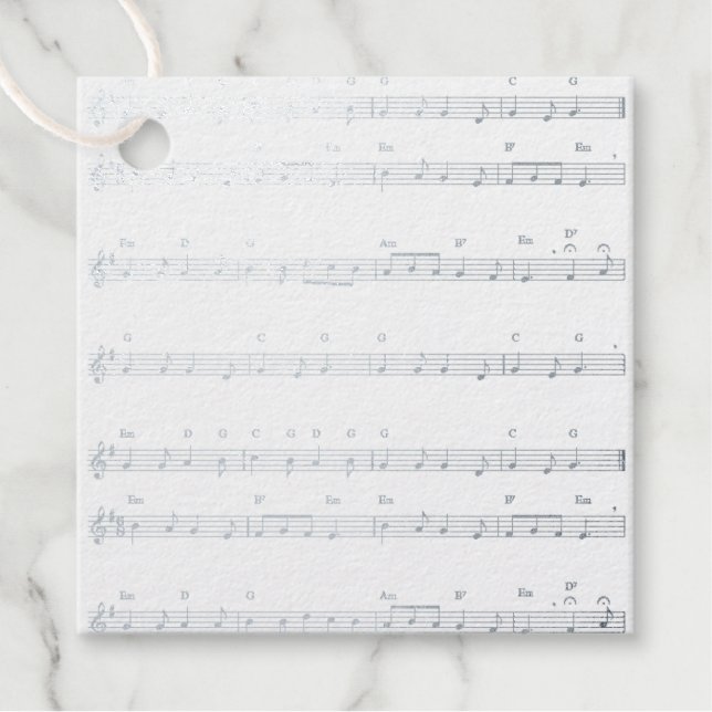 Foil Favour Tag - Song Sheet We Three Kings (Front)