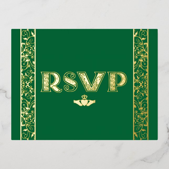 Foil Filigree, Claddagh RSVP Post Card (Front)