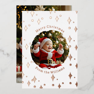 Foil First Christmas Card with Two Photos Baby