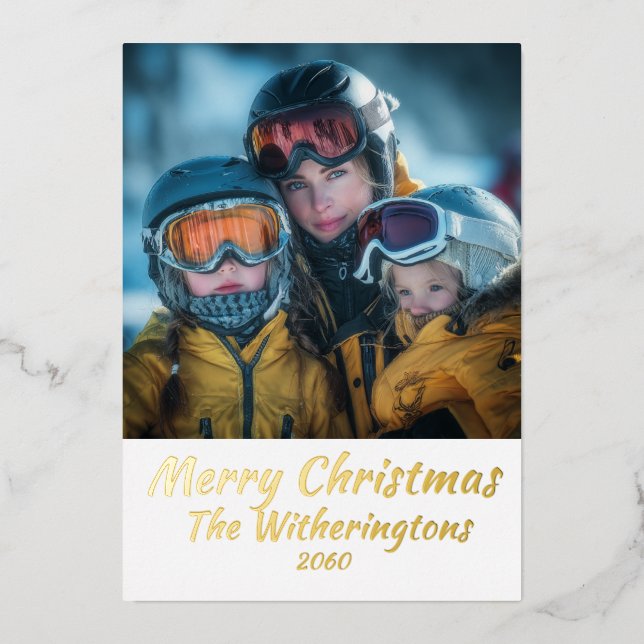 Foil flat personalised Christmas card  (Front)