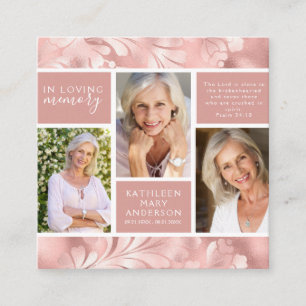Foil Floral Photo Collage Funeral Memorial Card