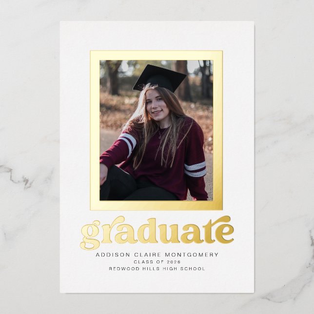 Foil Frame Graduation Announcement and Invitation (Front)