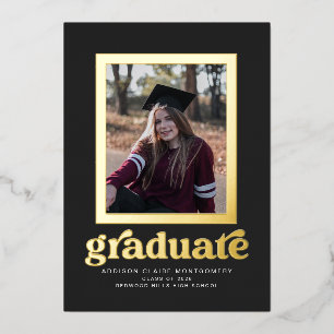 Foil Frame on Slate Graduation Announcement