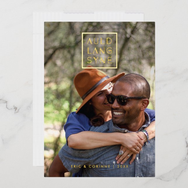 Foil Framed Auld Lang Syne Holiday Card - Black (Envelope)