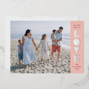 Foil Geo Love Valentine's Day Photo Card - Peach