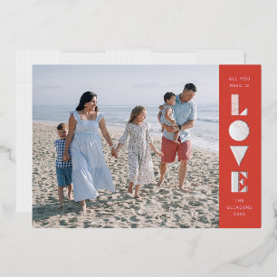 Foil Geo Love Valentine's Day Photo Card - Red