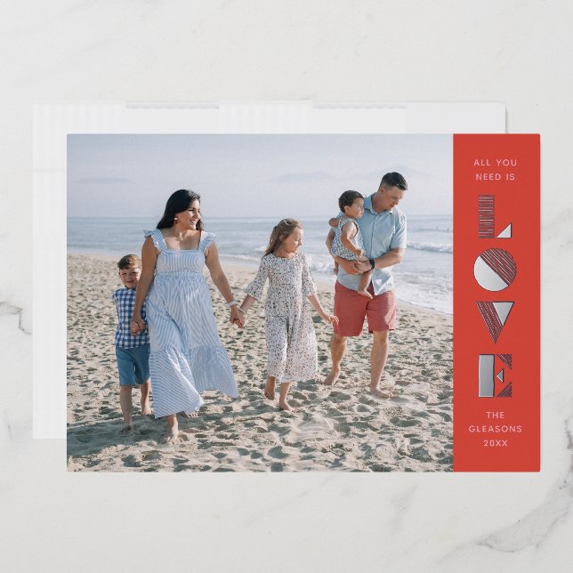 Foil Geo Love Valentine's Day Photo Card - Red (Envelope)