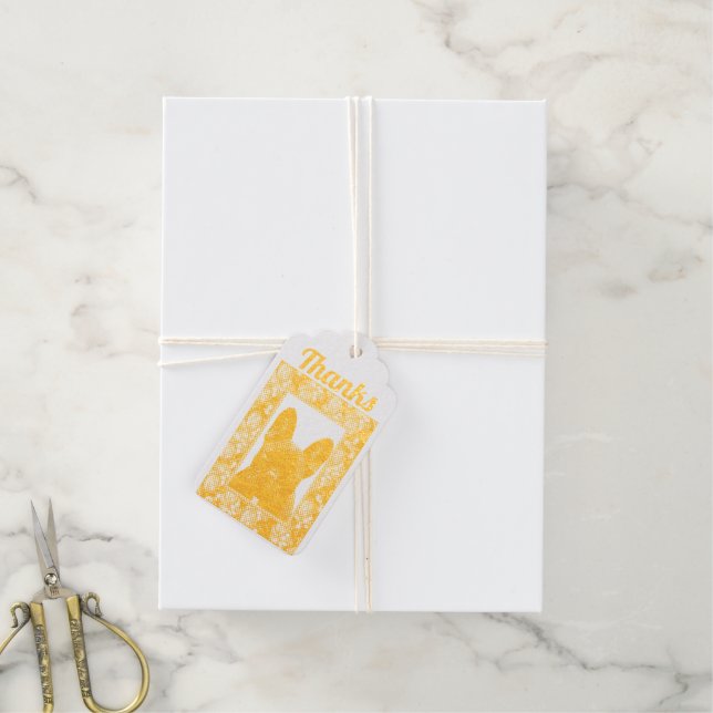Foil gift tags French Bulldog (With Twine)