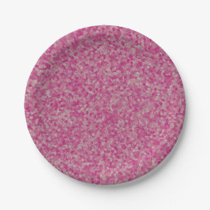 Foil Glitter Dots, Pink-Silver-PAPER PLATES