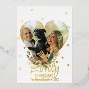 Foil Gold Glitter Stars Love Christmas Photo Heart