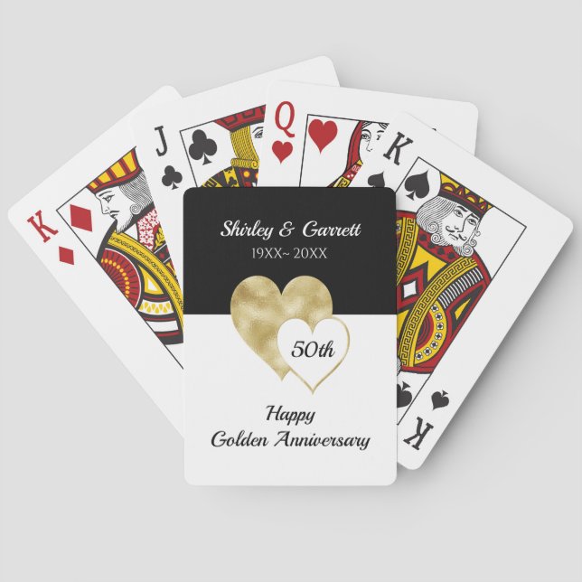 Foil Gold Hearts Playing Cards (Back)
