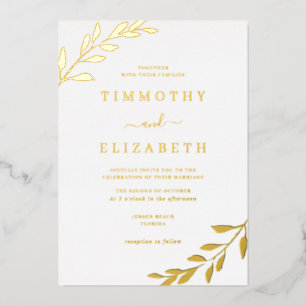 Foil Gold Leaf Elegant Wedding Foil Invitation