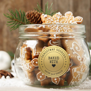 Foil Gold Print Christmas Goodies Classic Round Sticker