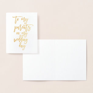 Foil Gold Script Wedding Day Card For Parents