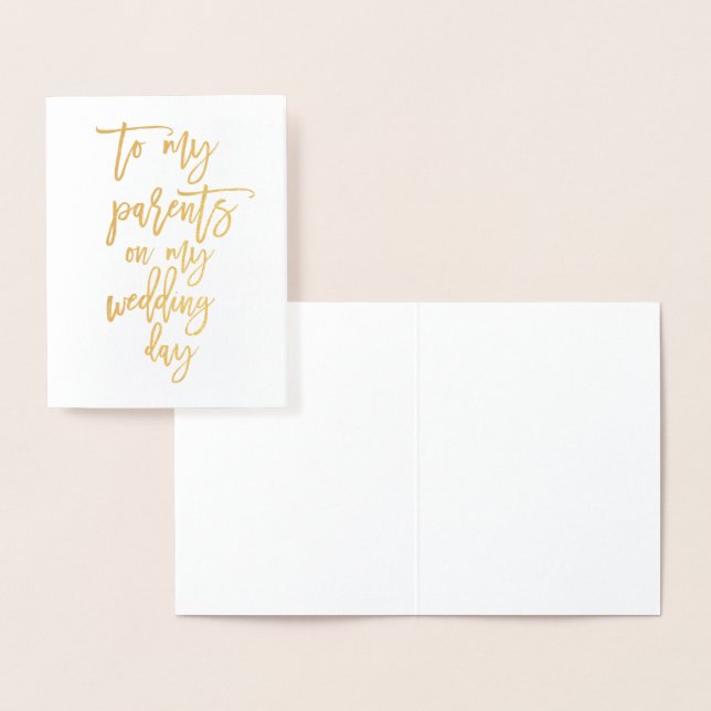 Foil Gold Script Wedding Day Card For Parents (Display)