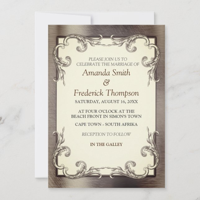 Foil-Gold-Silver-Brass Wedding Invitation (Front)