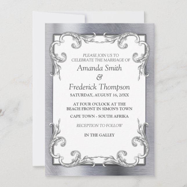 Foil-Gold-Silver-Brass Wedding Invitation (Front)