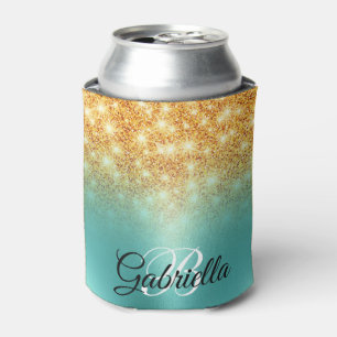 Foil Golden Glitter Can Cooler
