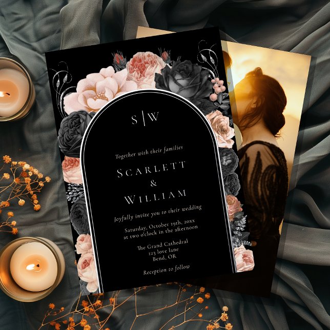 FOIL Gothic Vintage Arch Monogram Photo Wedding (Creator Uploaded)