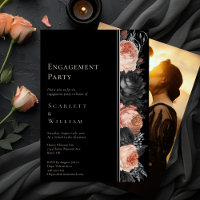 FOIL Gothic Vintage Black Photo Engagement Party