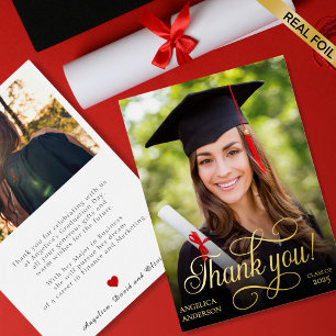 Foil Graduation Photo Thank you Card
