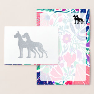 Foil Great Dane floral Pattern inside Card