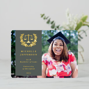 Foil/Green Law School Graduation Announcement