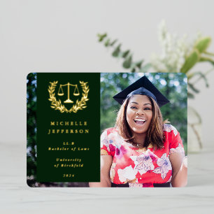 Foil + Green Law School Graduation Announcement