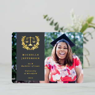 Foil + Grey Law School Graduation Announcement