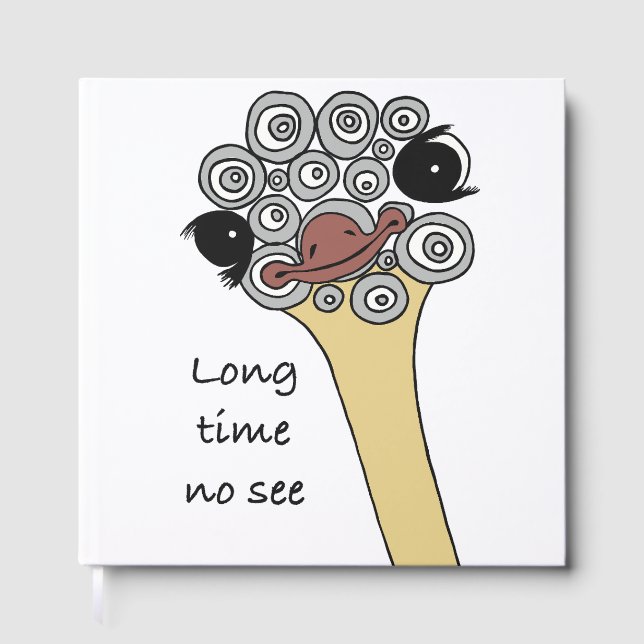 Foil Guestbook – Ostrich Doodle Design „Long Time  (Front)
