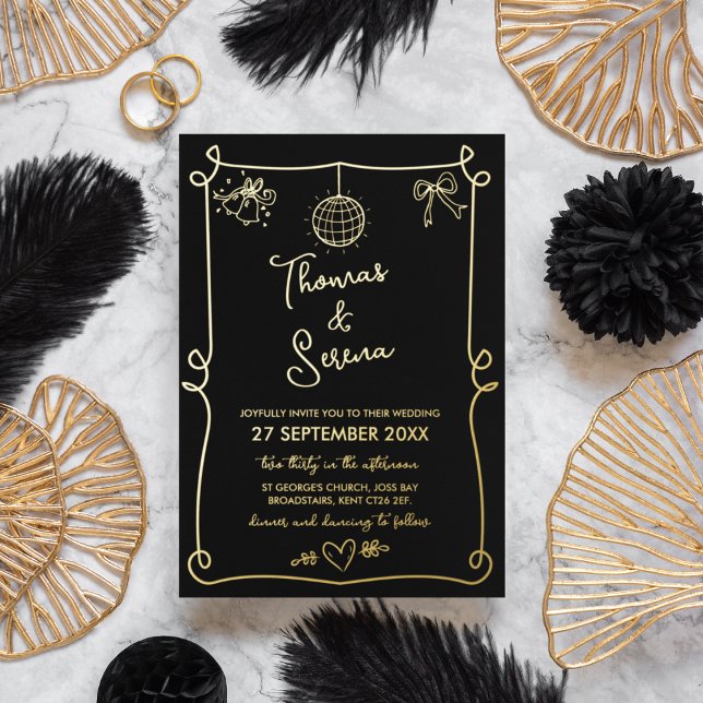 Foil Hand Drawn French Whimsical Doodle Wedding (Creator Uploaded)