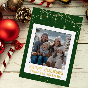 Foil Happy Holidays Christmas Card Modern 2 Photo 